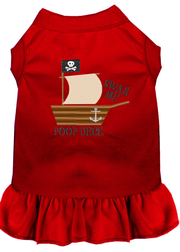 Poop Deck Embroidered Dog Dress Red Xxl