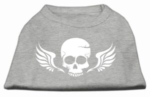 Skull Wings Screen Print Shirt Grey Xl