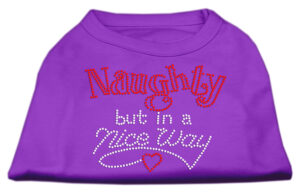 Naughty But Nice Rhinestone Shirts Purple Xl