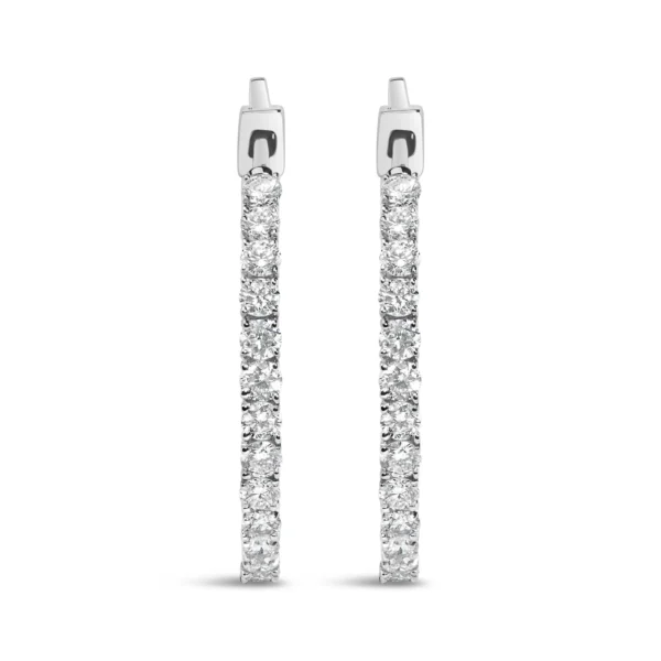 14K White Gold 2.00 Cttw Inside Out Lab-Grown Diamond Hoop Earrings - Image 2