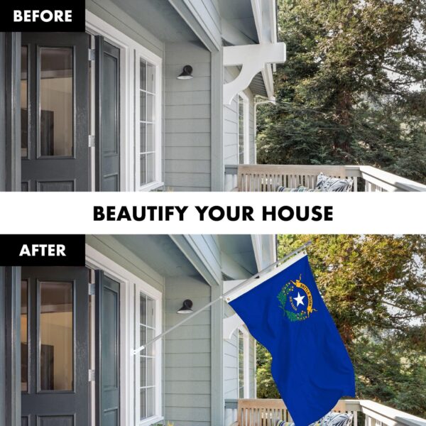 G128 Combo Pack: 6 Ft Tangle Free Spinning Flagpole (Silver) & Nevada Flag 3x5 Ft Printed 150D Polyester, Brass Grommets (Flag Included) Aluminum Flag Pole - Image 3