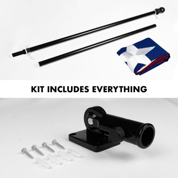 G128 - 6 Feet Tangle Free Spinning Flagpole (Black) Texas Flag Brass Grommets Spun Polyester 3x5 ft (Flag Included) Aluminum Flag Pole - Image 2