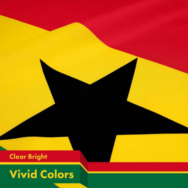 G128 Ghana Ghanaian Flag | 3x5 Ft | LiteWeave Pro Series Printed 150D Polyester | Country Flag, Indoor/Outdoor, Vibrant Colors, Brass Grommets, Thicker and More Durable Than 100D 75D Polyester - Image 3