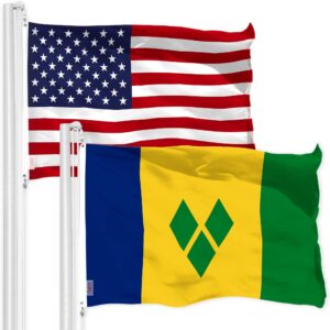 G128 Combo Pack: American USA Flag 3x5 Ft & Saint Vincent and the Grenadines Vincentian Flag | Both LiteWeave Pro Series Printed 150D Polyester, Brass Grommets