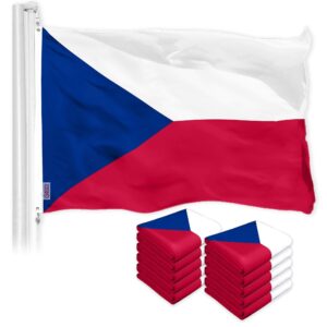 G128 10 Pack: Czech Republic Czech Flag | 3x5 Ft | Printed 150D Polyester - Indoor/Outdoor, Vibrant Colors, Brass Grommets, Quality Polyester, Much Thicker More Durable Than 100D 75D Polyester