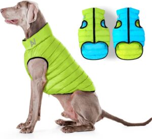 Lightweight Reversible Winter Dog Coat   Warm Dog Jacket   Water Resistant Windproof   Dog Jacket for Small Medium & Large Dogs   Comfortable Dog Vest   S   Green Blue