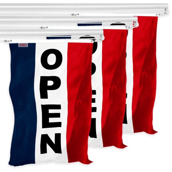 Open Vertical Sign Flag 3x5 Ft 3-Pack Printed 150D Polyester By G128