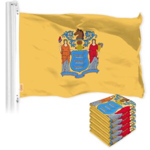 G128 5 Pack: New Jersey NJ State Flag | 3x5 Ft | LiteWeave Pro Series Printed 150D Polyester | Indoor/Outdoor, Vibrant Colors, Brass Grommets, Thicker and More Durable Than 100D 75D Polyester