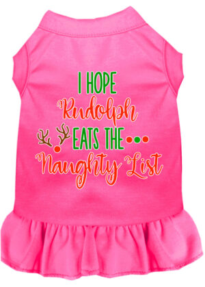 Hope Rudolph Eats Naughty List Screen Print Dog Dress Bright Pink Xxl