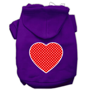 Red Swiss Dot Heart Screen Print Pet Hoodies Purple Size Xxxl (20)