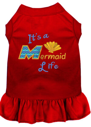 Mermaid Life Embroidered Dog Dress Red Xxxl