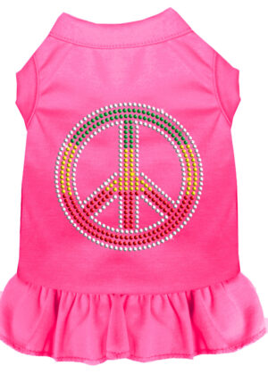 Rhinestone Rasta Peace Dress Bright Pink Xs
