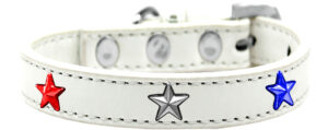 Red, White And Blue Stars Widget Dog Collar White Size 16