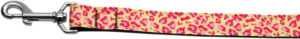 Tan And Pink Leopard Nylon Dog Leash 3/8 Inch Wide 6ft Long