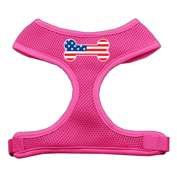 Bone Flag Usa Screen Print Soft Mesh Pet Harness Pink Small