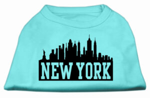 New York Skyline Screen Print Shirt Aqua Xxxl