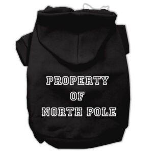 Property Of North Pole Screen Print Pet Hoodies Black Size Xs (8)