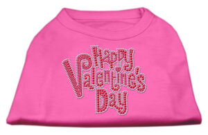 Happy Valentines Day Rhinestone Dog Shirt Bright Pink Sm (10)