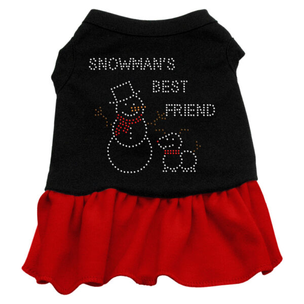 Snowman's Best Friend Rhinestone Dress Black With Red Med