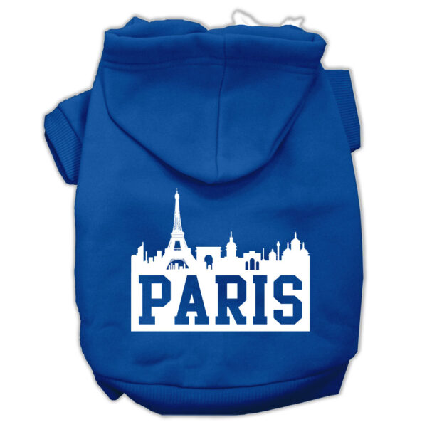 Paris Skyline Screen Print Pet Hoodies Blue Size Xxxl (20)