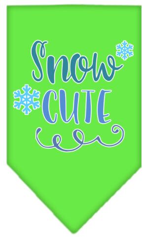 Snow Cute Screen Print Bandana Lime Green Small