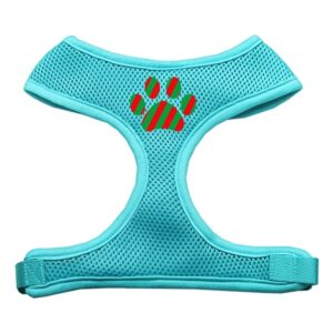 Christmas Paw Screen Print Soft Mesh Pet Harness Aqua Large