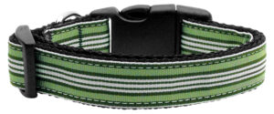 Preppy Stripes Nylon Ribbon Collars Green/white Medium