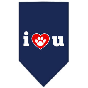 I Love U Screen Print Bandana Navy Blue Large