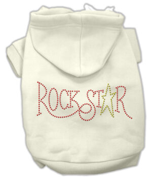 Rock Star Rhinestone Hoodies Cream Xxxl(20)