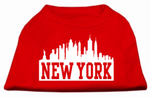 New York Skyline Screen Print Shirt Red Xxxl