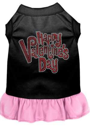 Happy Valentines Day Rhinestone Dress Black With Light Pink Xxl