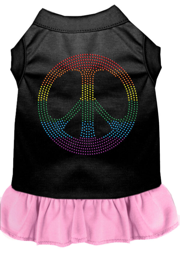 Rhinestone Rainbow Peace Dress Black With Light Pink Xs