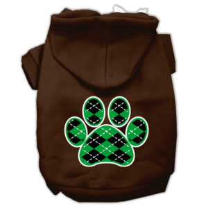 Argyle Paw Green Screen Print Pet Hoodies Brown Size Xl (16)