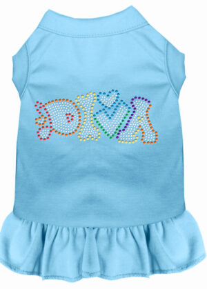 Technicolor Diva Rhinestone Pet Dress Baby Blue Xxl