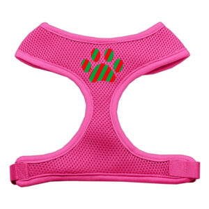 Christmas Paw Screen Print Soft Mesh Pet Harness Pink Large