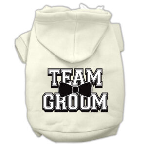 Team Groom Screen Print Pet Hoodies Cream Size Xs (8)