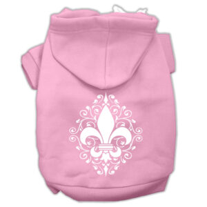 Henna Fleur De Lis Screen Print Pet Hoodies Light Pink Size Xl (16)