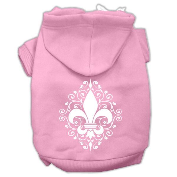 Henna Fleur De Lis Screen Print Pet Hoodies Light Pink Size Xl (16)