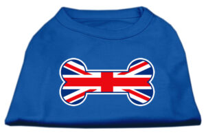 Bone Shaped United Kingdom (union Jack) Flag Screen Print Shirts Blue Xs (8)