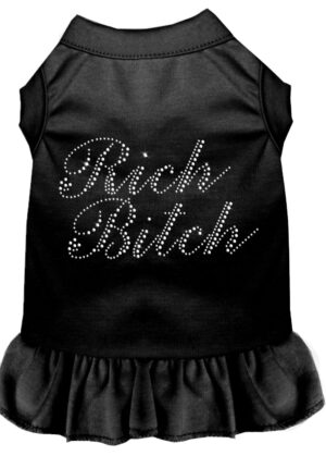 Rhinestone Rich Bitch Dress Black Xxxl