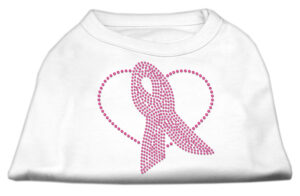 Pink Ribbon Rhinestone Shirts White M