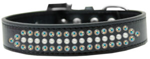 Ritz Pearl And Ab Crystal Dog Collar Black Size 20