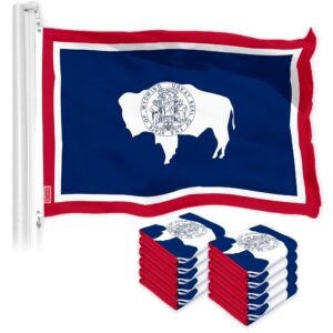 G128 10 Pack: Wyoming WY State Flag | 3x5 Ft | LiteWeave Pro Series Printed 150D Polyester | Indoor/Outdoor, Vibrant Colors, Brass Grommets, Thicker and More Durable Than 100D 75D Polyester