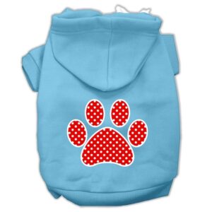 Red Swiss Dot Paw Screen Print Pet Hoodies Baby Blue Size Xl (16)