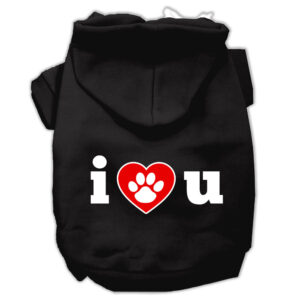 I Love U Screen Print Pet Hoodies Black Size Xxl (18)