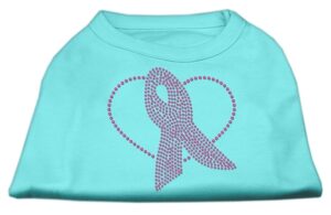 Pink Ribbon Rhinestone Shirts Aqua M