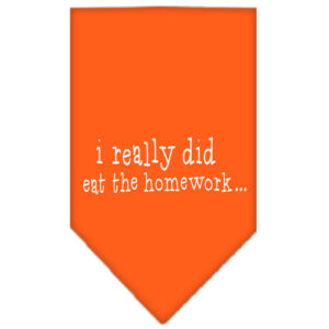 I Really Did Eat The Homework Screen Print Bandana Orange Large