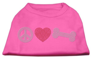 Peace Love And Bone Rhinestone Shirt Bright Pink Xl