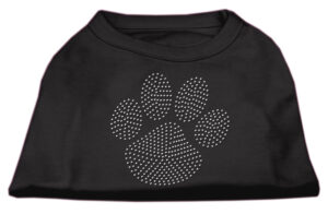 Clear Rhinestone Paw Shirts Black Xl