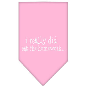 I Really Did Eat The Homework Screen Print Bandana Light Pink Large